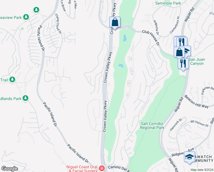 map of restaurants, bars, coffee shops, grocery stores, and more near 31552 West Nine Drive in Laguna Niguel