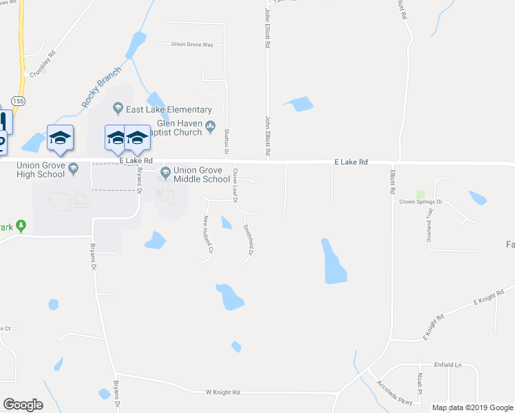 map of restaurants, bars, coffee shops, grocery stores, and more near 1018 Clover Leaf Drive in McDonough