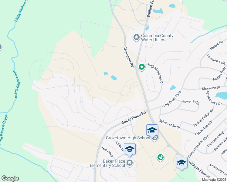 map of restaurants, bars, coffee shops, grocery stores, and more near 240 Chamblin Road in Grovetown