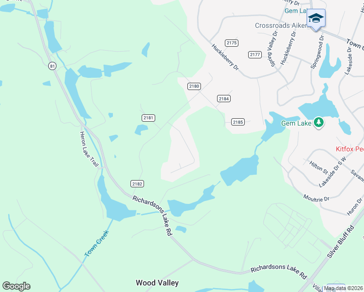 map of restaurants, bars, coffee shops, grocery stores, and more near 1111 Ridgemont Drive in Aiken