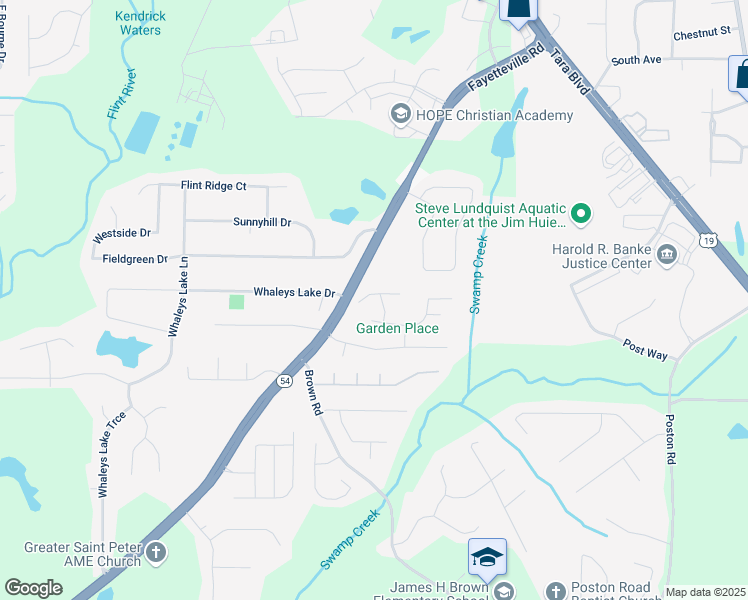 map of restaurants, bars, coffee shops, grocery stores, and more near 694 Muscadine Lane in Jonesboro