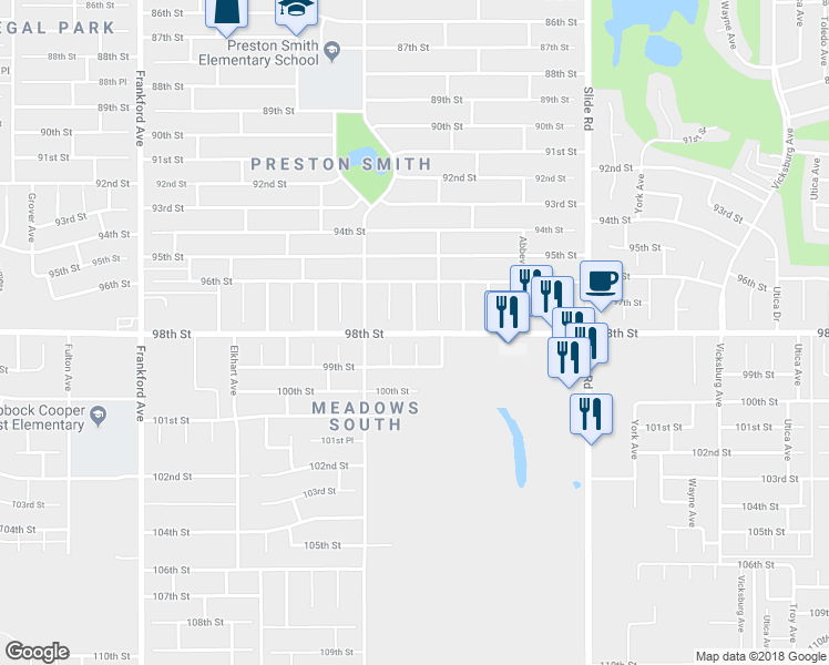 map of restaurants, bars, coffee shops, grocery stores, and more near 9698 Beaufort Avenue in Lubbock