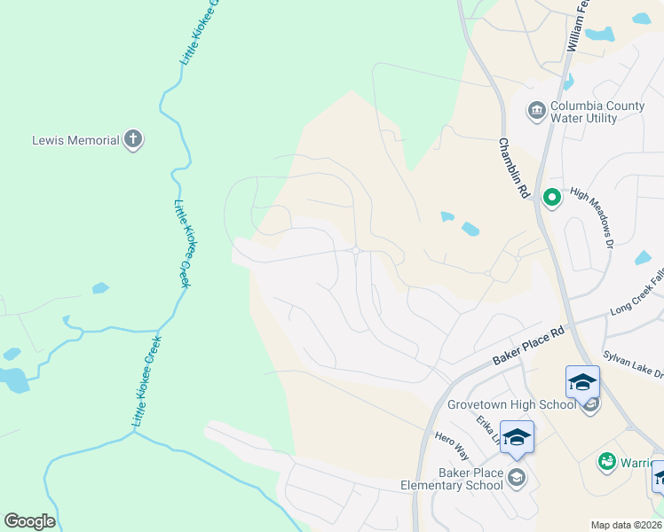 map of restaurants, bars, coffee shops, grocery stores, and more near 258 Carlow Drive in Grovetown
