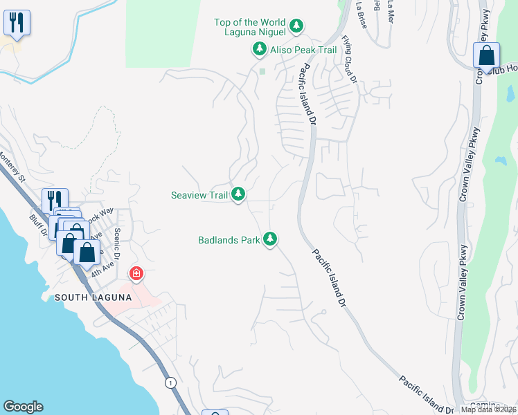 map of restaurants, bars, coffee shops, grocery stores, and more near 31516 Sea Shadows Way in Laguna Niguel