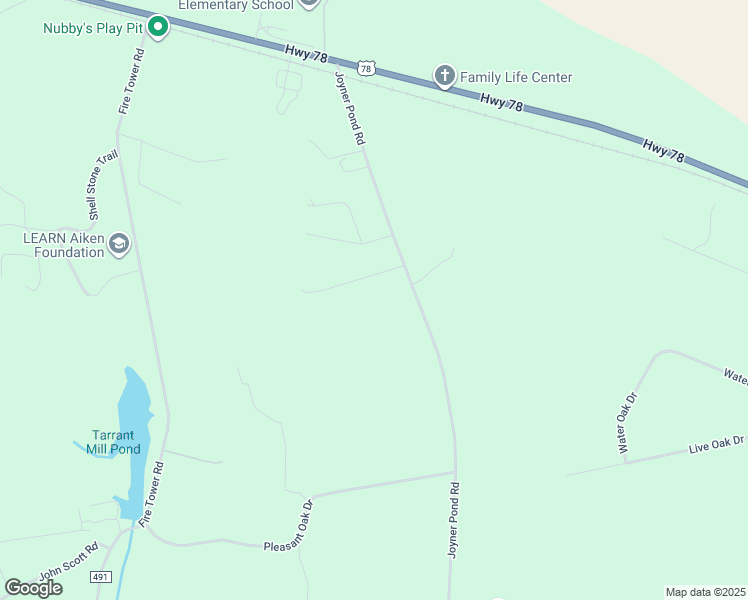 map of restaurants, bars, coffee shops, grocery stores, and more near 1622 Joyner Pond Road in Aiken