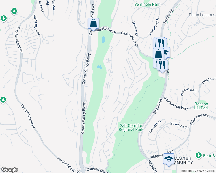 map of restaurants, bars, coffee shops, grocery stores, and more near 31571 East Nine Drive in Laguna Niguel