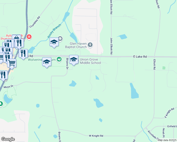 map of restaurants, bars, coffee shops, grocery stores, and more near 1325 Crimson Ln in McDonough