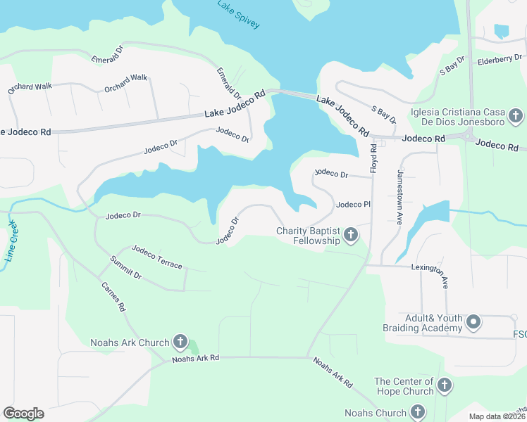 map of restaurants, bars, coffee shops, grocery stores, and more near 3089 Jodeco Drive in Jonesboro