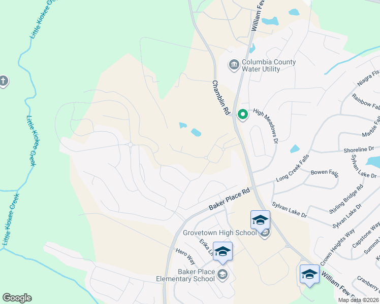 map of restaurants, bars, coffee shops, grocery stores, and more near 240 Chamblin Road in Grovetown