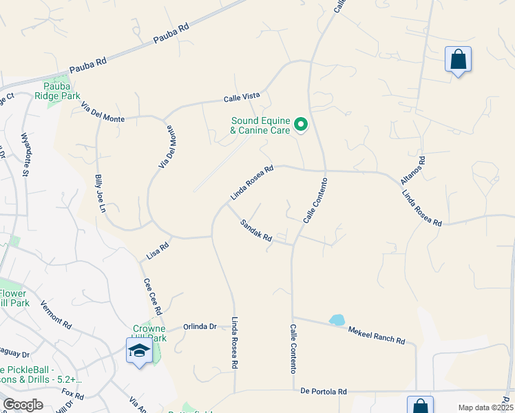 map of restaurants, bars, coffee shops, grocery stores, and more near 42310 Sandak Road in Temecula