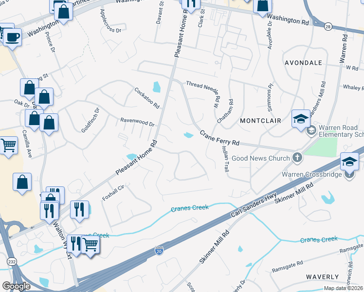 map of restaurants, bars, coffee shops, grocery stores, and more near 2905 Pleasant Cove Court in Augusta