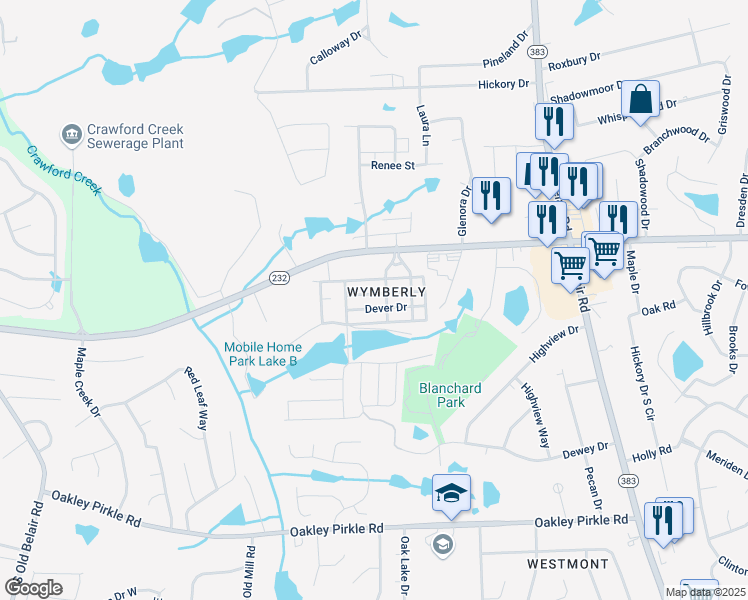 map of restaurants, bars, coffee shops, grocery stores, and more near 4630 Durbin Drive in Martinez