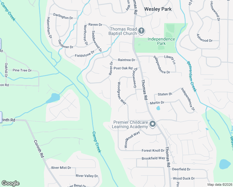 map of restaurants, bars, coffee shops, grocery stores, and more near 9167 Woodgreen Way in Jonesboro