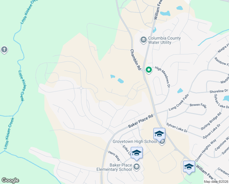 map of restaurants, bars, coffee shops, grocery stores, and more near 240 Chamblin Road in Grovetown
