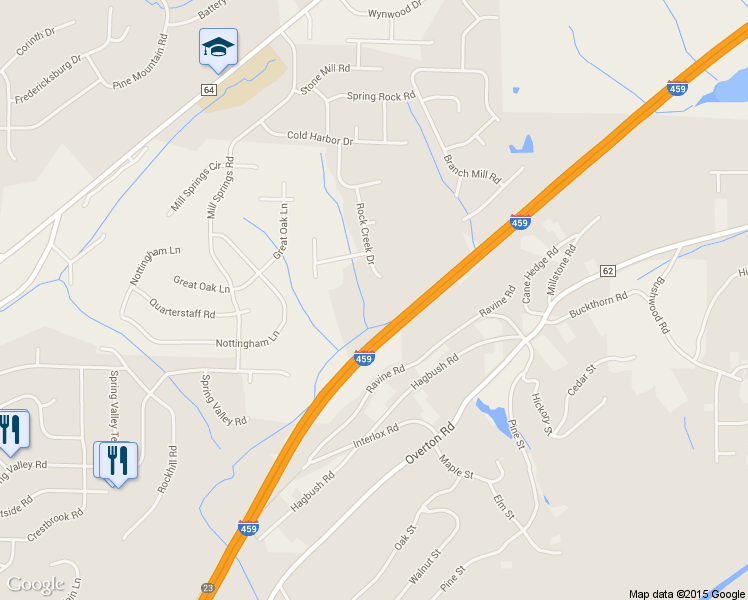 map of restaurants, bars, coffee shops, grocery stores, and more near 3931 Rock Creek Drive in Birmingham