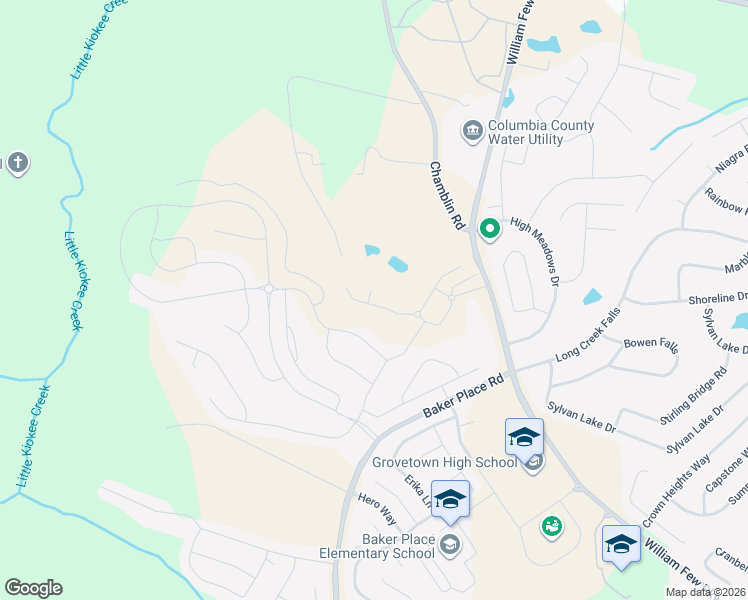 map of restaurants, bars, coffee shops, grocery stores, and more near 240 Chamblin Road in Grovetown