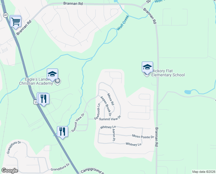 map of restaurants, bars, coffee shops, grocery stores, and more near 254 Summit View Drive in McDonough