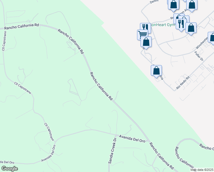 map of restaurants, bars, coffee shops, grocery stores, and more near 26943 Vía Vueltas in Temecula
