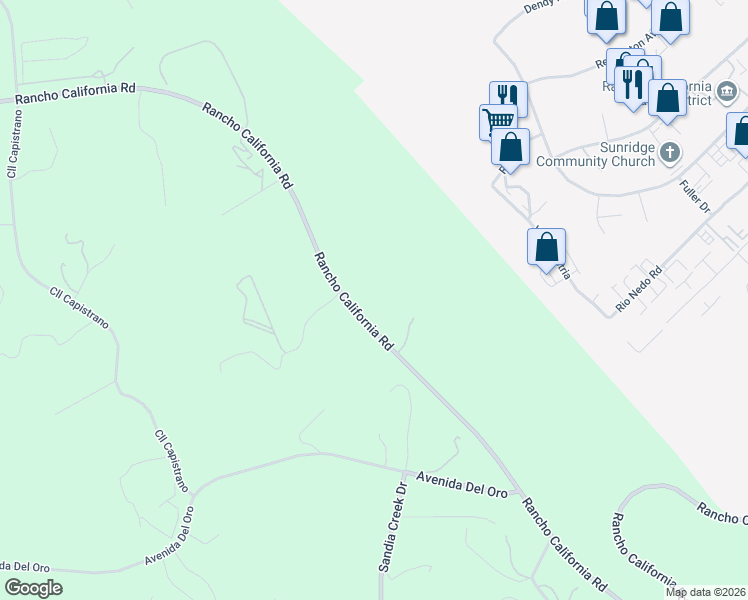 map of restaurants, bars, coffee shops, grocery stores, and more near 26943 Vía Vueltas in Temecula