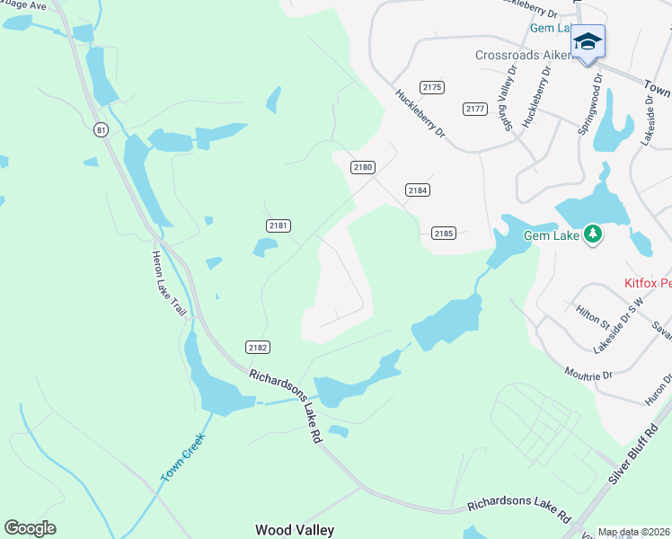 map of restaurants, bars, coffee shops, grocery stores, and more near 1111 Ridgemont Drive in Aiken