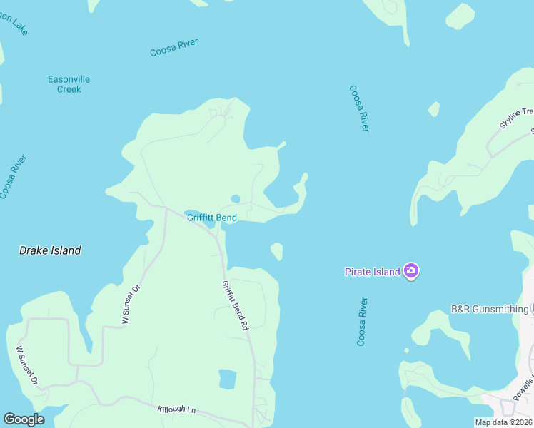 map of restaurants, bars, coffee shops, grocery stores, and more near 210 Paradise Point in Talladega