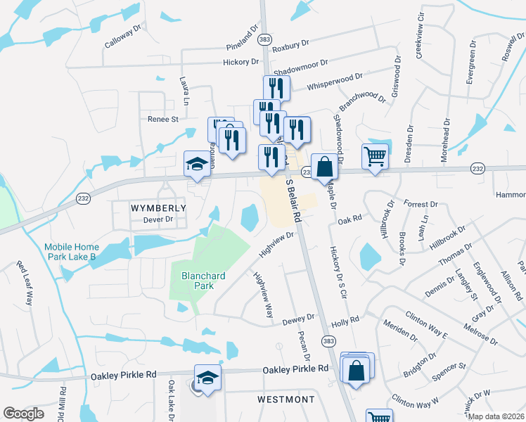 map of restaurants, bars, coffee shops, grocery stores, and more near 4444 Misty Cove Court in Martinez