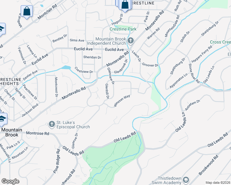 map of restaurants, bars, coffee shops, grocery stores, and more near 143 Glenview Drive in Birmingham