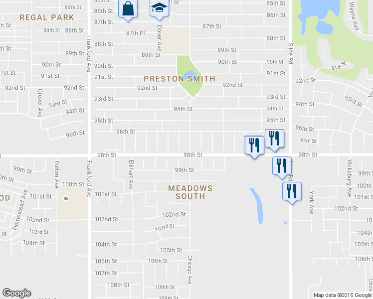 map of restaurants, bars, coffee shops, grocery stores, and more near 9616 Chicago Ave in Lubbock