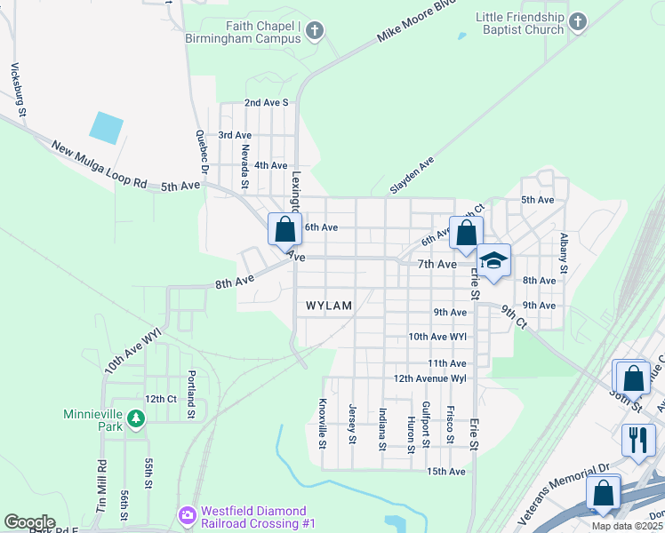 map of restaurants, bars, coffee shops, grocery stores, and more near 705 Knoxville Street in Birmingham