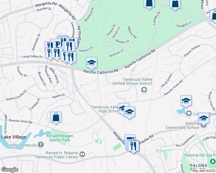 map of restaurants, bars, coffee shops, grocery stores, and more near 31035 Corte Anacapa in Temecula