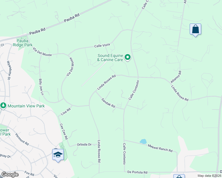 map of restaurants, bars, coffee shops, grocery stores, and more near 42310 Sandak Road in Temecula