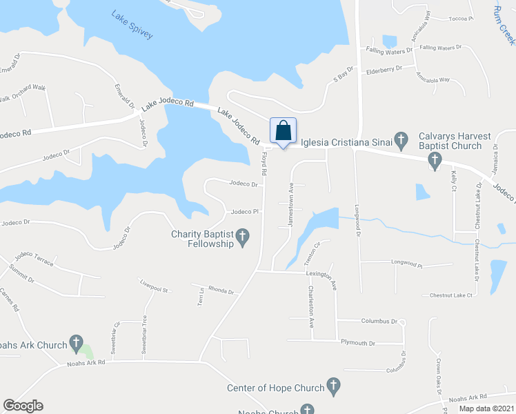 map of restaurants, bars, coffee shops, grocery stores, and more near 3286 Jodeco Place in Jonesboro