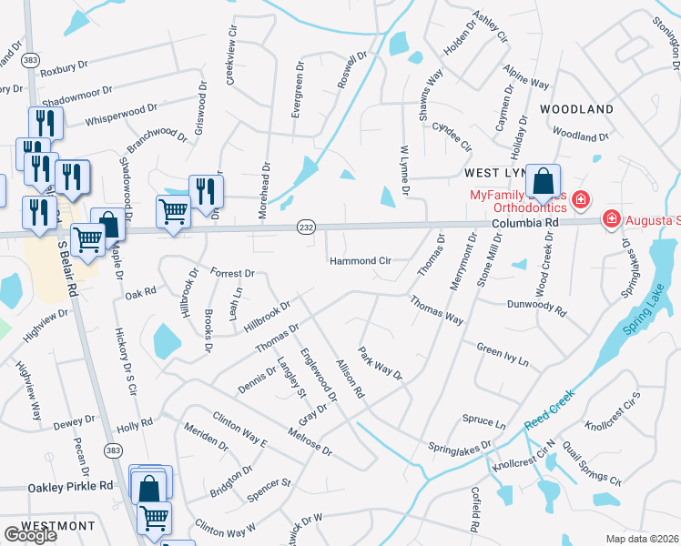 map of restaurants, bars, coffee shops, grocery stores, and more near 138 Thomas Drive in Martinez