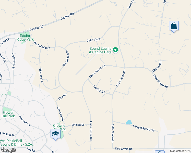 map of restaurants, bars, coffee shops, grocery stores, and more near 33801-33907 Linda Rosea Rd in Temecula