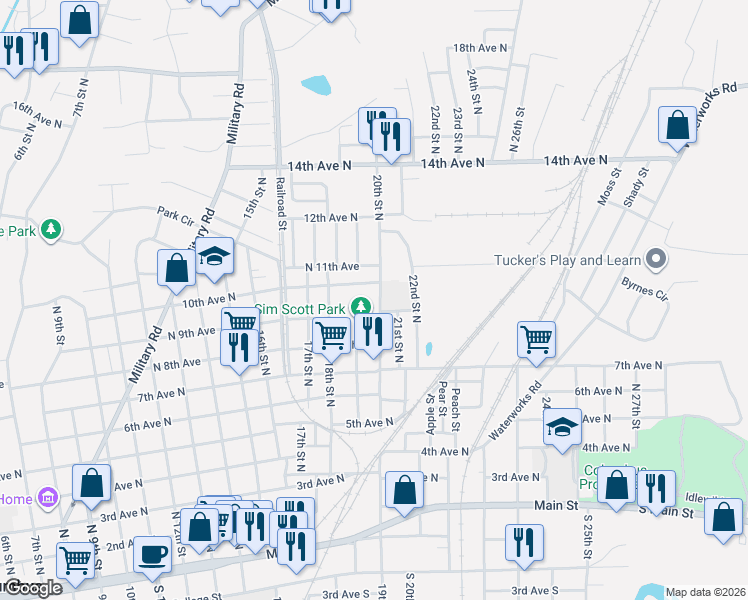 map of restaurants, bars, coffee shops, grocery stores, and more near 911 N 20th St in Columbus