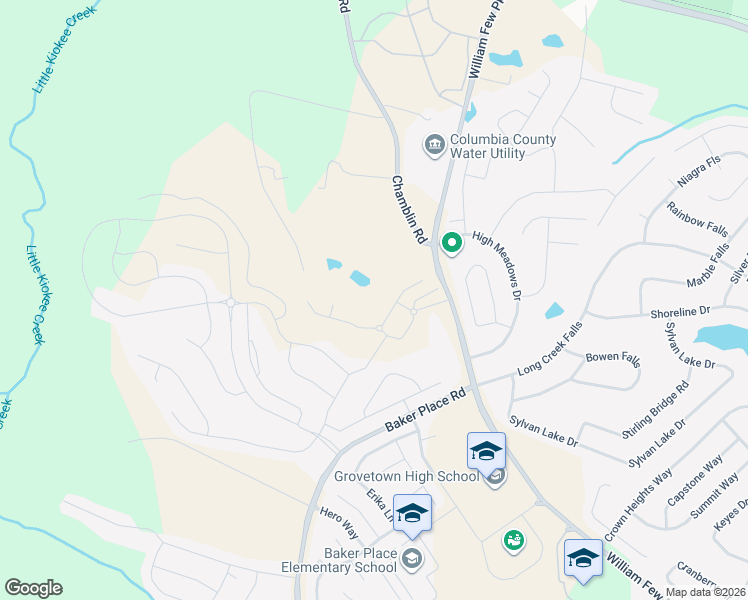 map of restaurants, bars, coffee shops, grocery stores, and more near 240 Chamblin Road in Grovetown