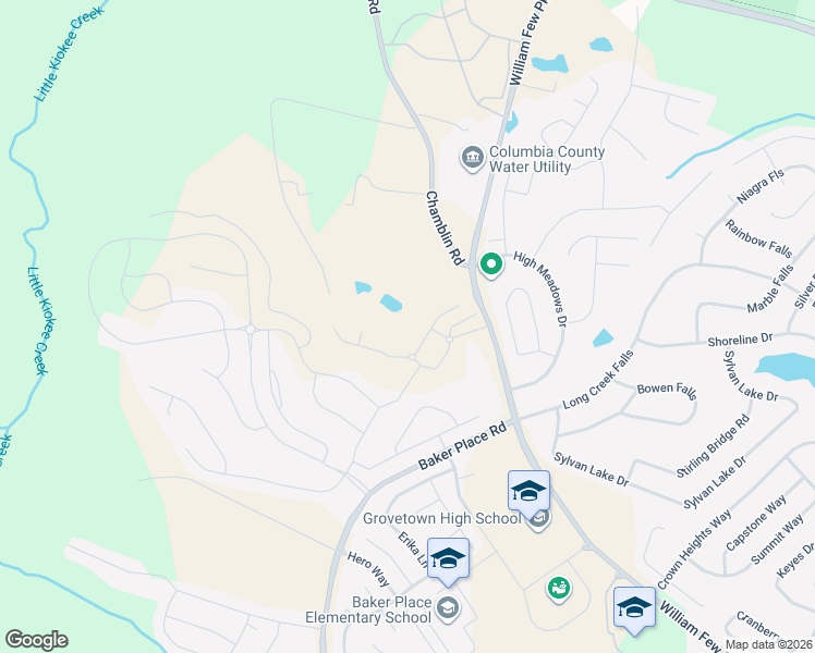 map of restaurants, bars, coffee shops, grocery stores, and more near 5001 High Meadows Drive in Grovetown