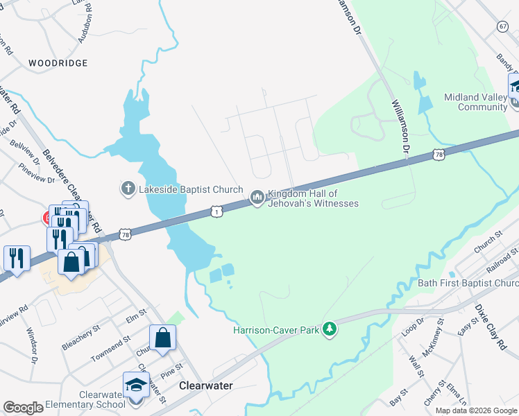 map of restaurants, bars, coffee shops, grocery stores, and more near 4063 Jefferson Davis Highway in Warrenville