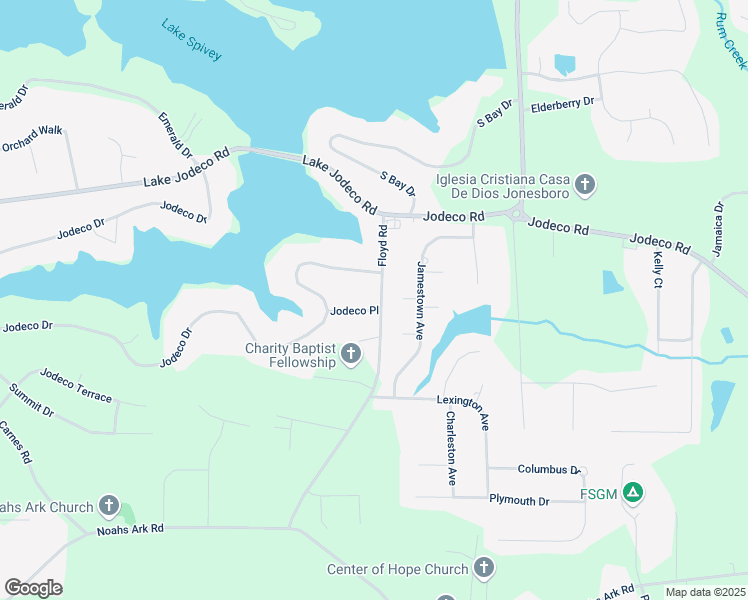 map of restaurants, bars, coffee shops, grocery stores, and more near 3286 Jodeco Place in Jonesboro