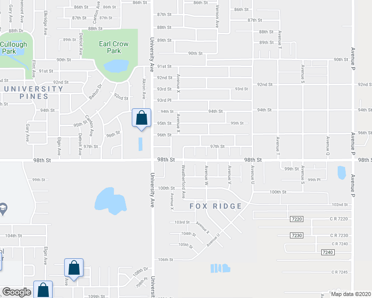 map of restaurants, bars, coffee shops, grocery stores, and more near 9701 Weatherford Avenue in Lubbock