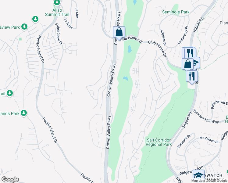 map of restaurants, bars, coffee shops, grocery stores, and more near 31372 West Nine Drive in Laguna Niguel