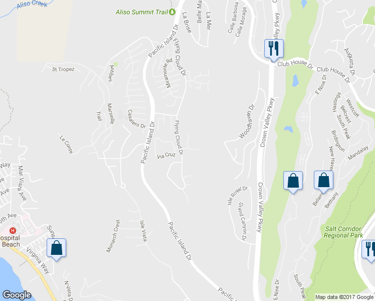 map of restaurants, bars, coffee shops, grocery stores, and more near 31472 Flying Cloud Drive in Laguna Niguel