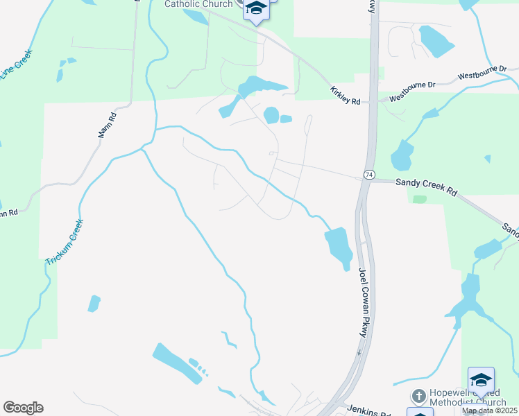 map of restaurants, bars, coffee shops, grocery stores, and more near 345 Park Haven Lane in Tyrone