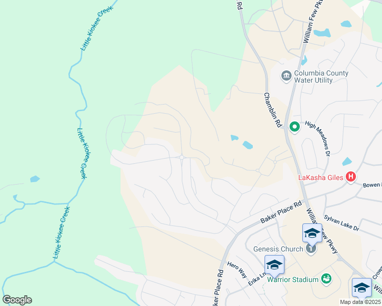 map of restaurants, bars, coffee shops, grocery stores, and more near 258 Carlow Drive in Grovetown
