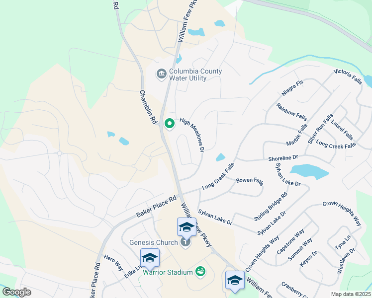 map of restaurants, bars, coffee shops, grocery stores, and more near 213 High Meadows Circle in Grovetown