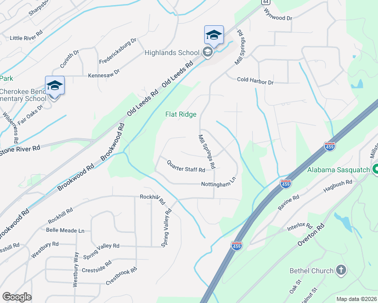 map of restaurants, bars, coffee shops, grocery stores, and more near 3567 Great Oak Lane in Birmingham