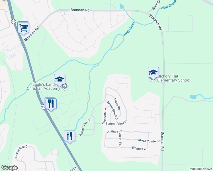map of restaurants, bars, coffee shops, grocery stores, and more near 1181 Paramount Drive in McDonough