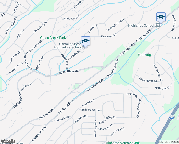 map of restaurants, bars, coffee shops, grocery stores, and more near 4260 Stone River Road in Birmingham