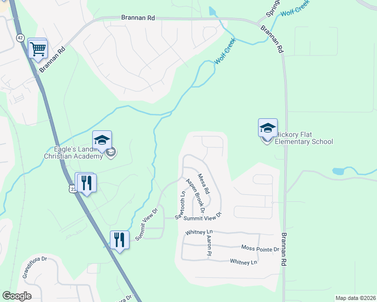 map of restaurants, bars, coffee shops, grocery stores, and more near 1181 Paramount Drive in McDonough