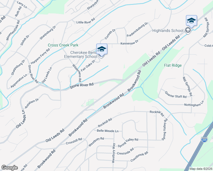 map of restaurants, bars, coffee shops, grocery stores, and more near 4260 Stone River Road in Birmingham